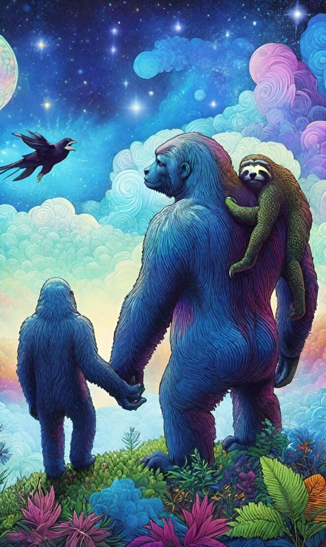 Gorilla Holding A Sloth