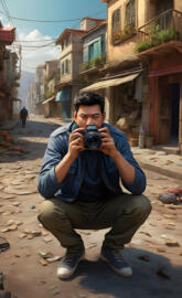 a person holding a camera