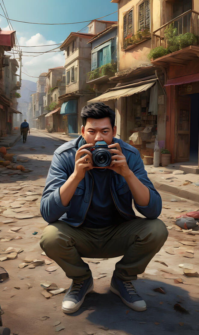 a person holding a camera