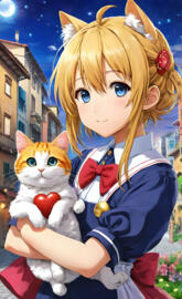 a girl holding a cat