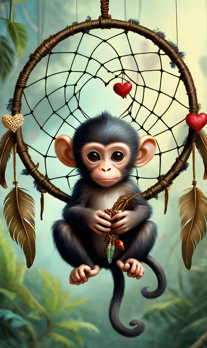 a monkey holding a wand