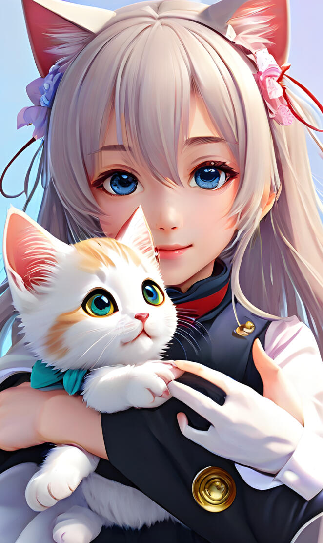 a girl holding a cat