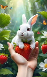 a person holding a rabbit