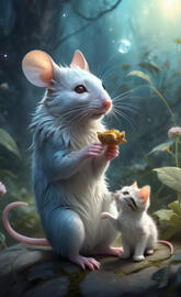 a mouse holding a chipmunk