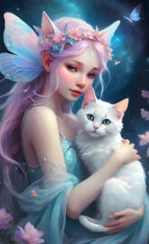 faerie holding a cat