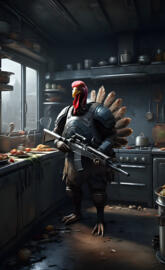 thanksgiving turkey holding gun