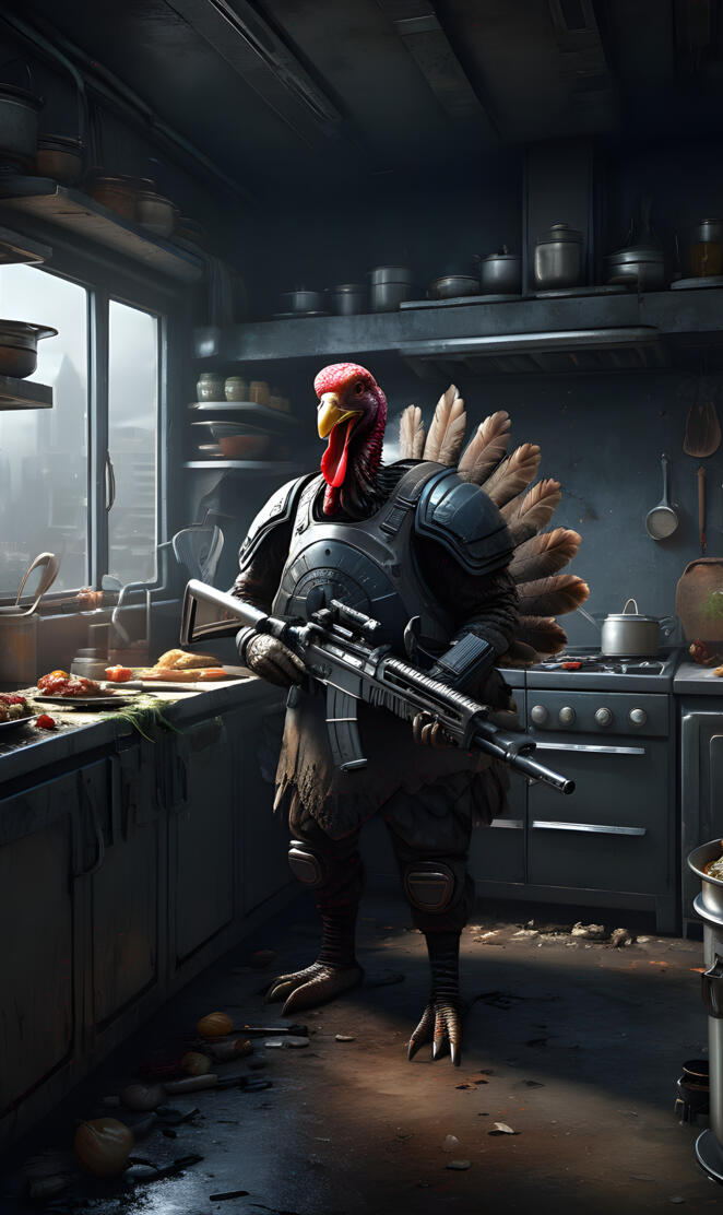 thanksgiving turkey holding gun