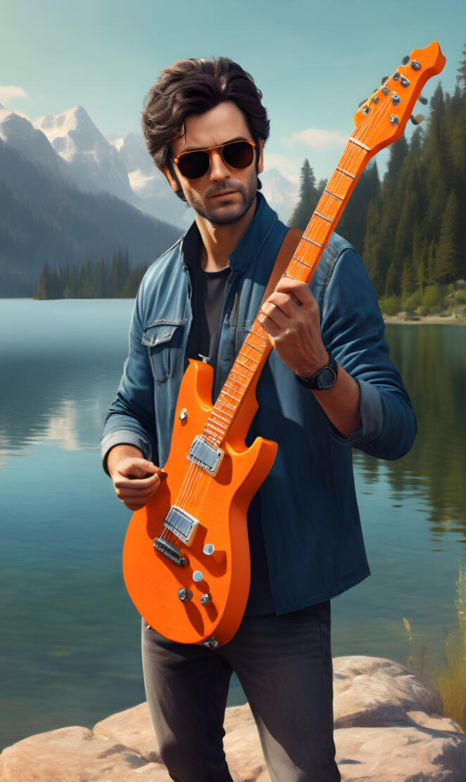 a man holding a guitar