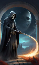 grim reaper holding scythe