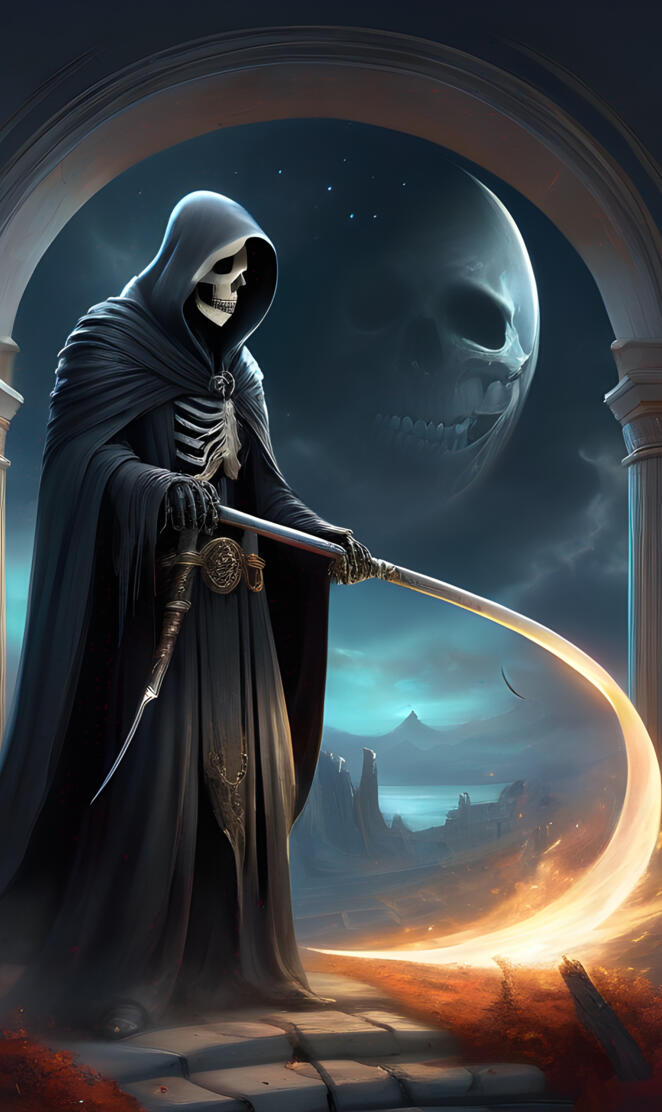 grim reaper holding scythe