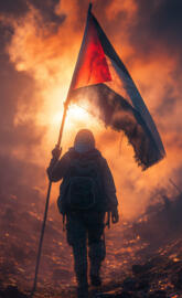 Palestine Man Holding Flag