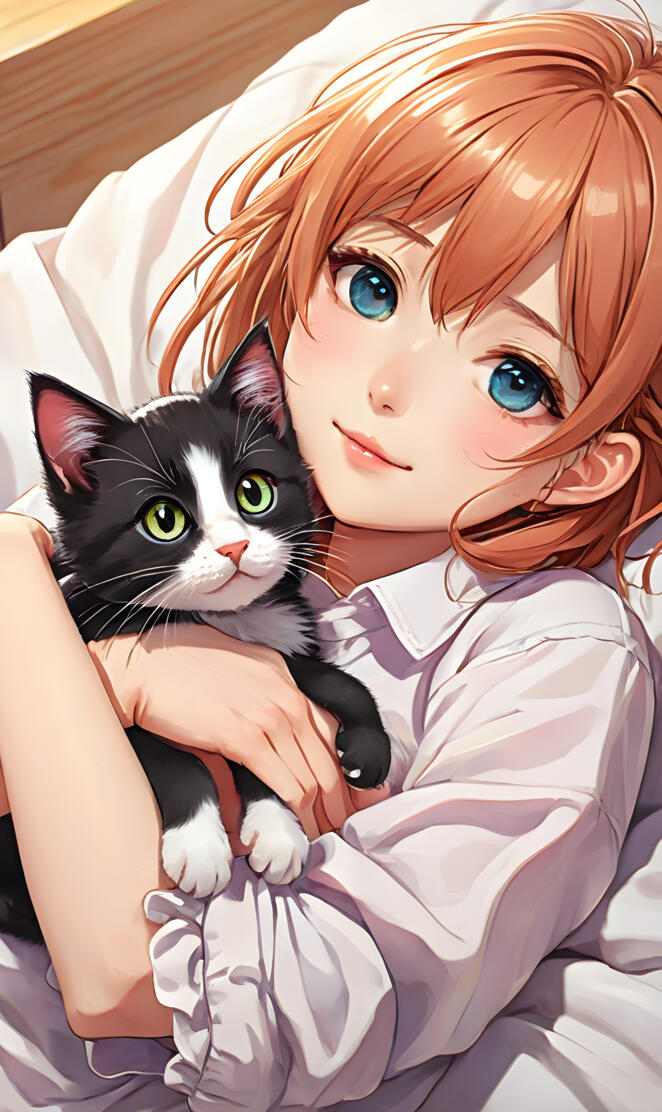 a person holding a cat