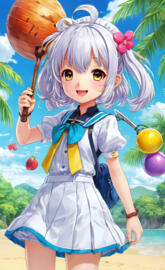 a doll holding a stick