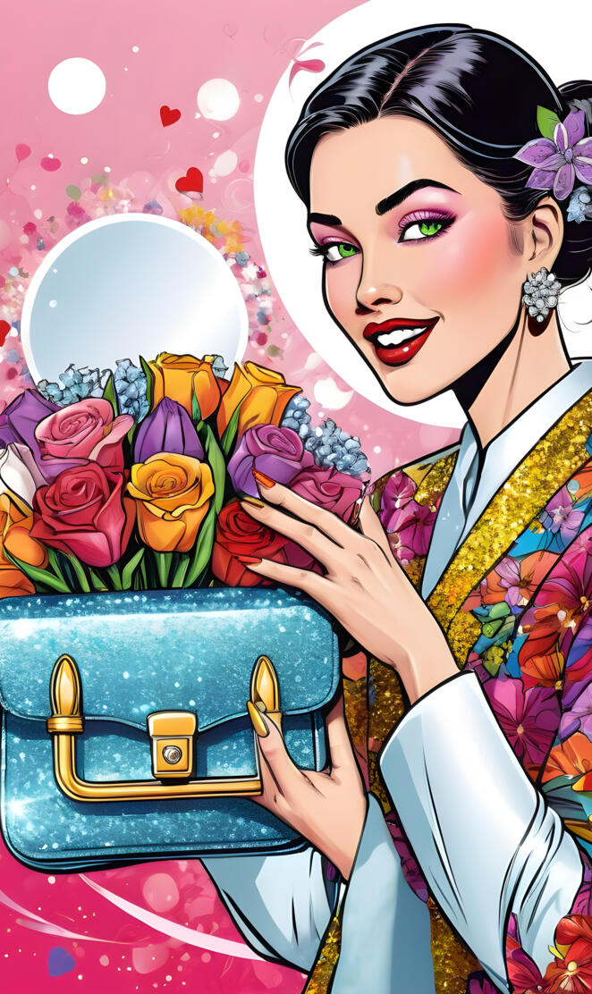 a woman holding a box