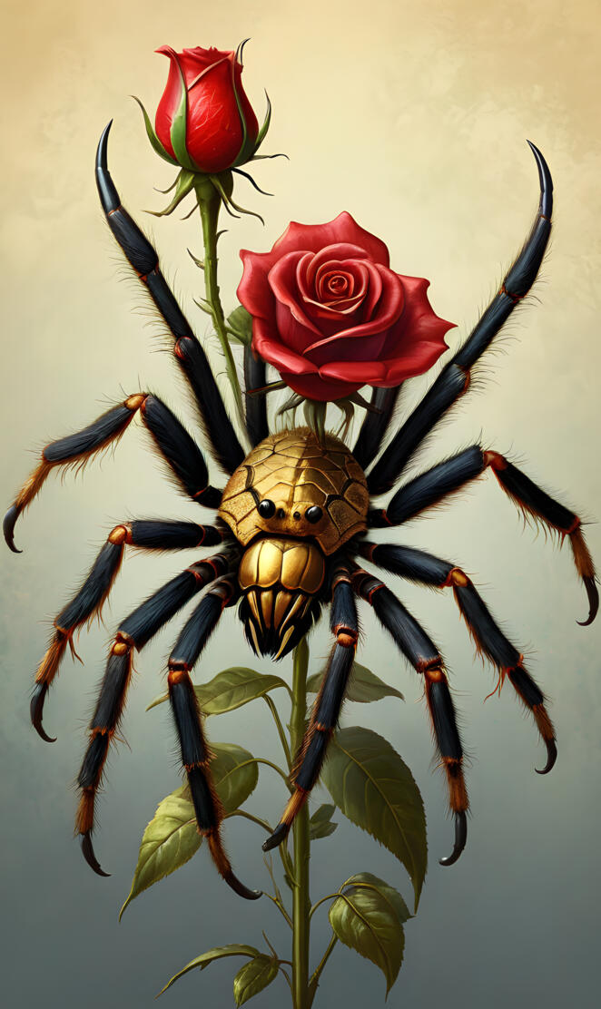 tarantula and roses