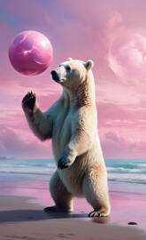 polar bear and beachball