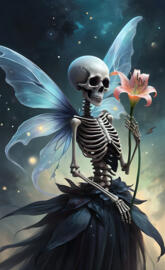 skeleton fairy holding a lily