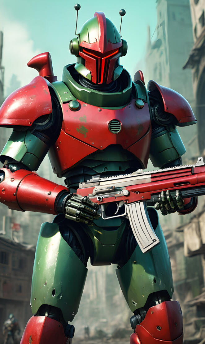 robot with machine gun