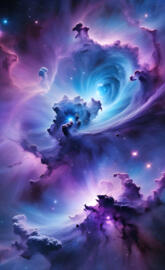 a galaxy with stars and clouds