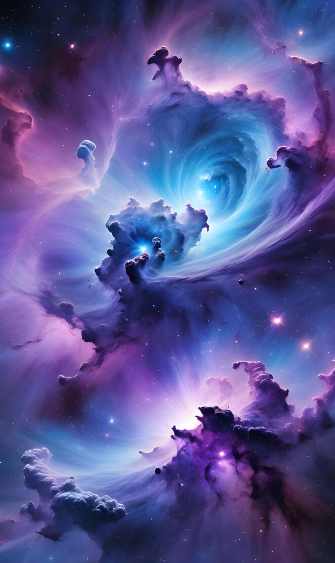 a galaxy with stars and clouds