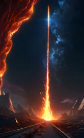 a rocket blasting off lightning