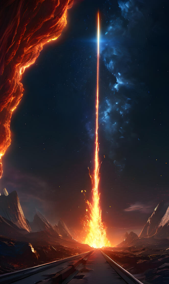 a rocket blasting off lightning