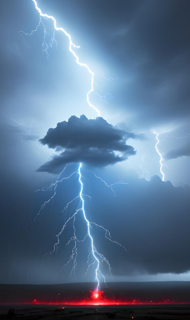 lightning striking a large cloud