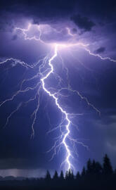 lightning striking a tree line