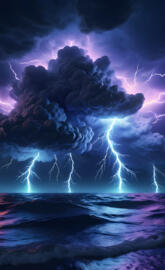 lightning striking a rock formation