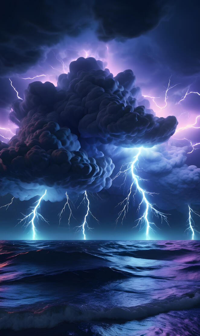 lightning striking a rock formation