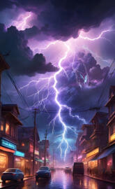 a street with buildings and cars on it with a cloud of smoke in the