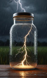 a jar with a lightning bolt in it