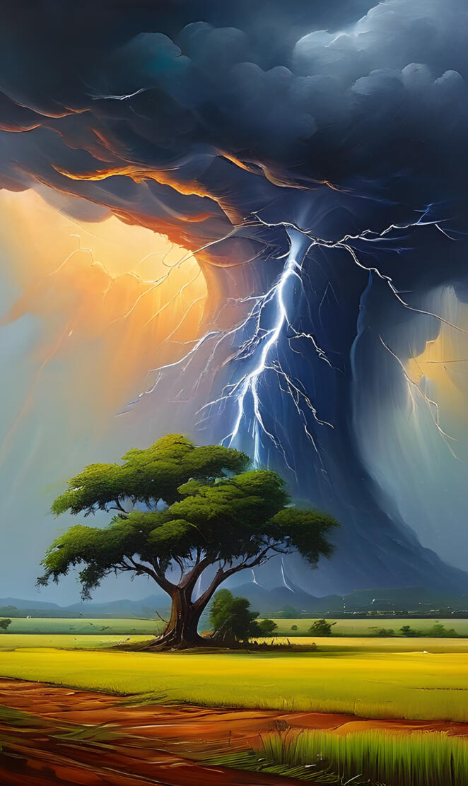 Thunderstorm and tree