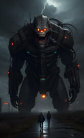 large creature in the night a person in a garment