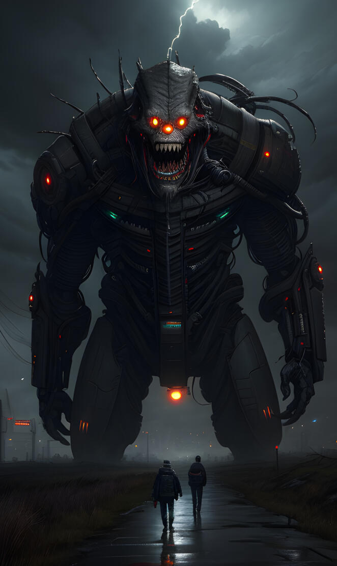 large creature in the night a person in a garment