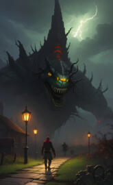 a person walking on a path with a tall building in the background drag