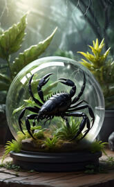 a scorpion inside a glass ball