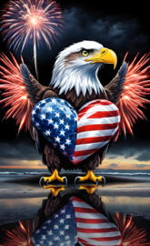 eagle reflection beach reflection fireworks American flag glass heart