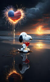 sunset snoopy reflection beach American flag reflection fireworks