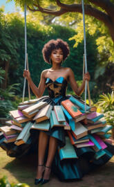 a person sitting on a swing