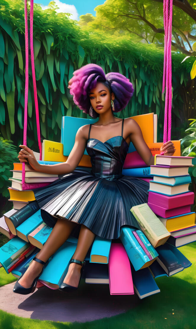 a woman sitting on a swing