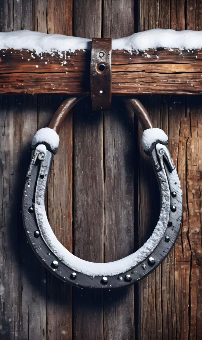 horse shoe with snow