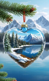 a glass heart with a beautiful view inside