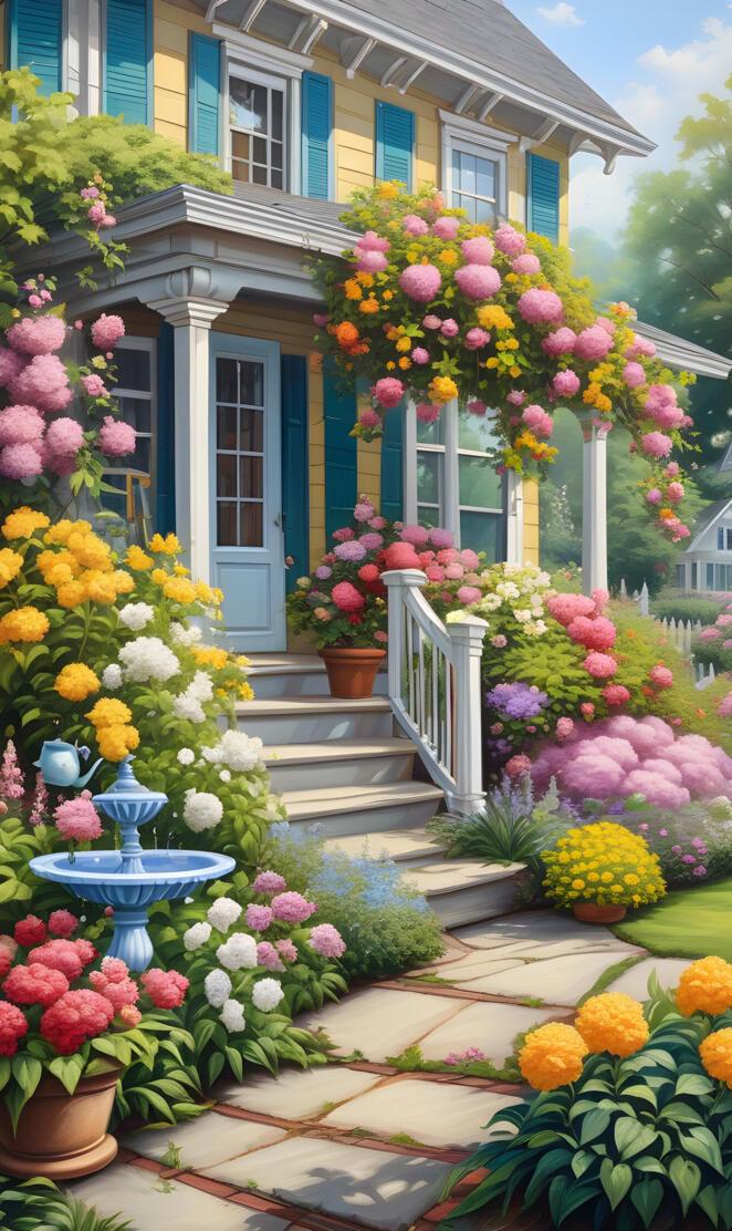 a garden with flowers