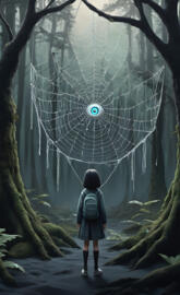 spooky girl eyeball web