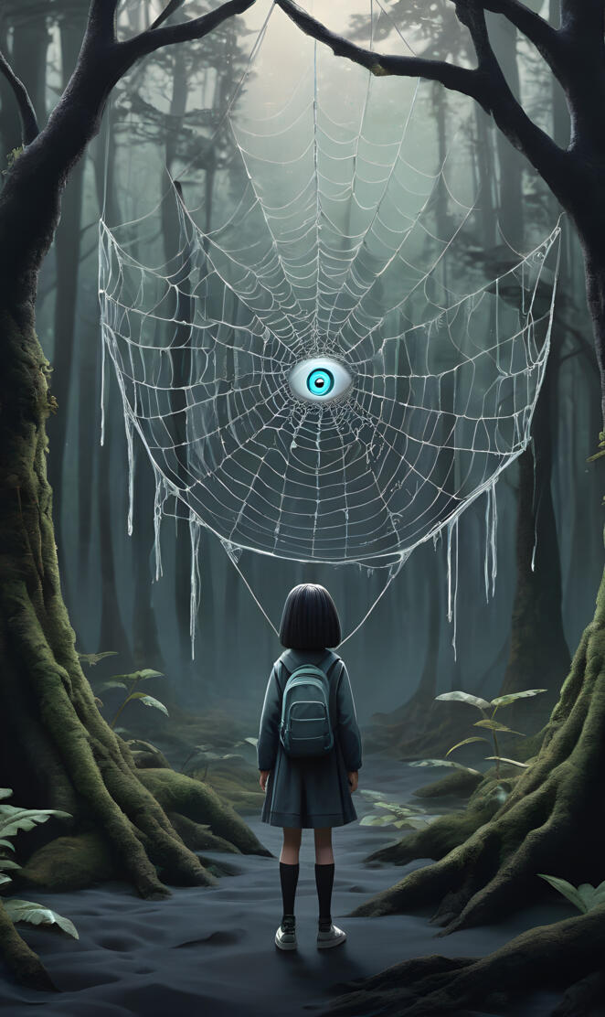 spooky girl eyeball web