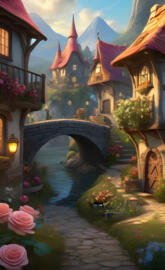 a bridge over a river with buildings on either side of it