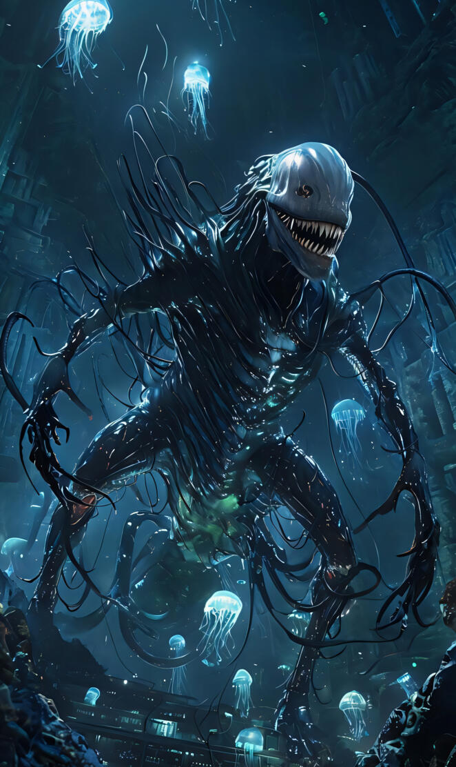 A Terrifying Cybernetic Creature Emerges From Alien Ocean Depths