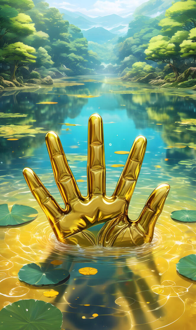 a lily pad in a pond