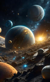a group of planets in space
